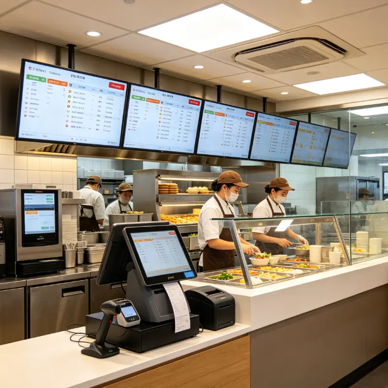 Cafe table ordering tablet scene